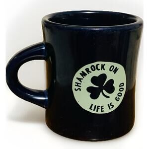 LIFE Is Good Shamrock On Spring Decor Ceramic Coffee Tea Mug Blue & Green